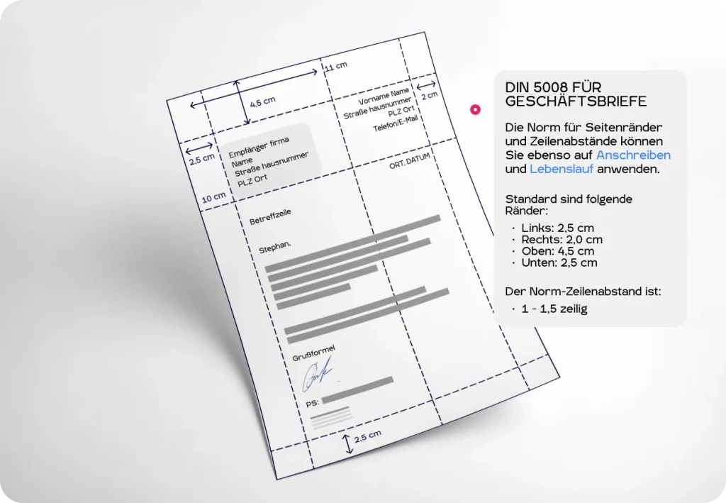 Требования к отступам для делового (официального) письма в Германии DIN 5008